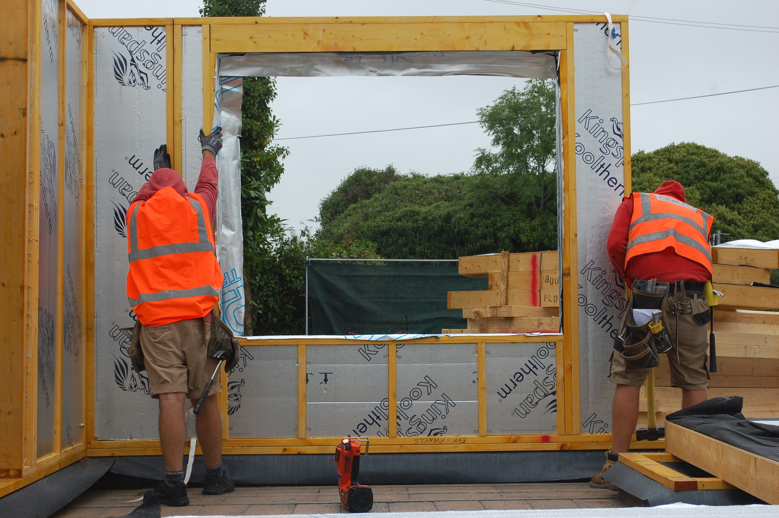 Timber frame under construction